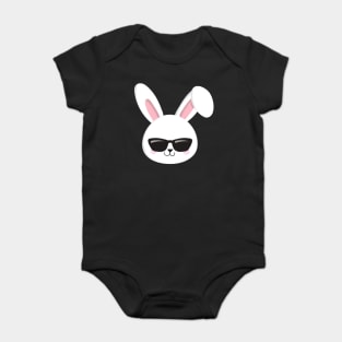 Cute Bunny, White Bunny, Bunny With Sunglasses Baby Bodysuit